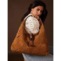 Luella Grey Pandora Weave Slouch Hobo In Tan Suede Weave