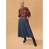 Emily Lovelock Womens Relaxed Puff Sleeve Printed Blouse - Purple