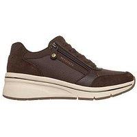 Skechers Billion Flex Luxe Up Quarter Zip Duraleather And Suede Lace Up Fashion Sneaker - Chocolate