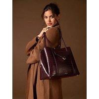 Luella Grey Francois Laptop Tote In Black Cherry Croc