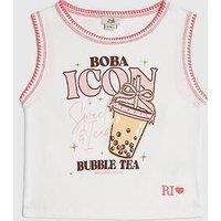 River Island Girls Boba Icon Whipstitch Tank Top - White