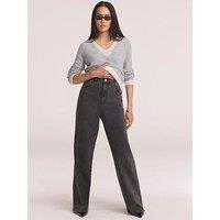 Mint Velvet Seam Detail Wide Jeans - Grey