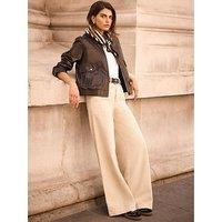Mint Velvet Sand Wide Leg Utility Jeans - Cream