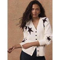 Mint Velvet Ivory Star Knit Cardigan - White