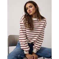 Mint Velvet Rust Stripe Balloon Sweatshirt - White
