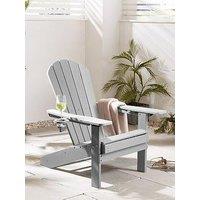 Vonhaus Westport Grey Adirondack Garden Chair With Footstool
