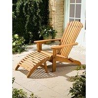 Vonhaus Hudson Folding Adirondack Chair And Footstool - Acacia Wood