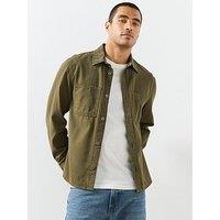 Mango Denim Pockets Overshirt - Khaki