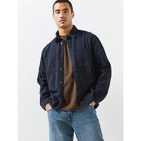 Mango Denim Pockets Overshirt - Dark Blue