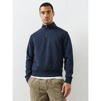 Mango Cotton Blend Zipper Sweatshirt - Blue