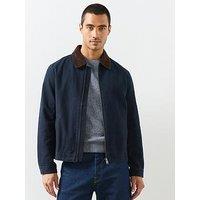 Mango Corduroy Collar Denim Jacket - Navy
