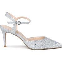 Paradox London Ianthe Sparkle Ankle Strap Heeled Court Shoe - Silver