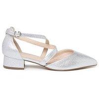 Paradox London Fabienne Wide Fit Cross Strap Heeled Shoe - Silver