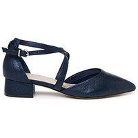 Paradox London Fabienne Wide Fit Cross Strap Heeled Shoe - Navy