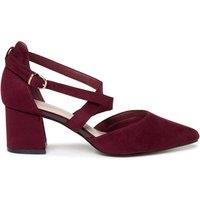 Paradox London Ffion Wide Fit Cross Strap Heeled Court Shoe - Red