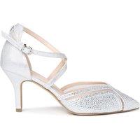 Paradox London Faylinn Wide Fit Embellished Cross Strap Court Heel - Silver