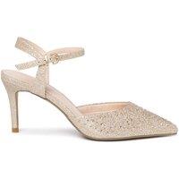 Paradox London Ianthe Sparkle Ankle Strap Heeled Court Shoe - Champagne