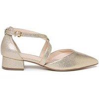 Paradox London Fabienne Wide Fit Cross Strap Heeled Shoe - Champagne