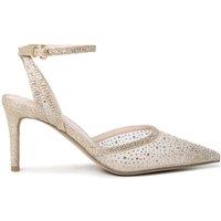 Paradox London Illustra Mesh Sparkle Ankle Strap Heeled Court Shoe - Champagne