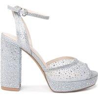 Paradox London Lysandra Mesh Sparkle Platform Block Heel Sandal - Silver