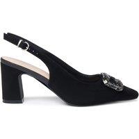 Paradox London Gabriella Wide Fit Embellished Buckle Block Heel Shoe - Black