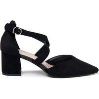 Paradox London Florrie Wide Fit Cross Strap Block Kitten Heel Court Shoe - Black