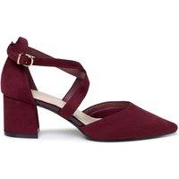 Paradox London Womens Wide Fit Cross Strap Block Kitten Heel Court Shoes - Red