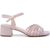 Paradox London Womens Minerva Strappy Shimmer Adjustable Strap Heeled Sandals - Pink