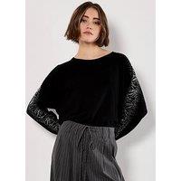 Apricot Snake Sparkle Arm Jumper - Black