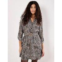 Apricot Ombre Animal Print Belted Mini Dress