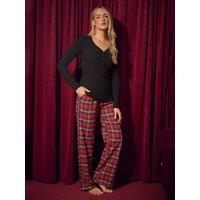 Long Tall Sally Womens Tall Check Wide Leg Pyjama Pants - Red