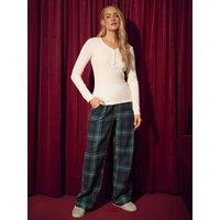 Long Tall Sally Womens Tall Check Wide Leg Pj Pants - Green