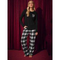 Long Tall Sally Womens Tall Check Wide Leg Pyjama Pants - Black