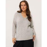 Yours Curve V Neck Soft Touch Jumper - Cream