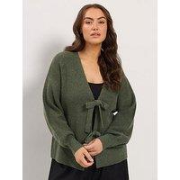 Yours Womens Curve Tie-Front V-Neck Cardigan - Green