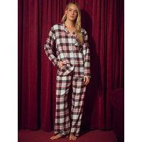 Long Tall Sally Womens Tall Check Button Front Pyjama Set - Red