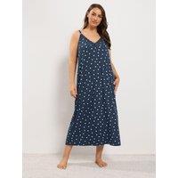 Yours Womens Curve Soft Touch Lace Heart Print Midaxi Chemise - Blue
