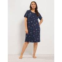 Yours Womens Curve Soft Touch Star Print Placket Nightdress - Blue