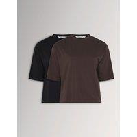 Yours Womens Curve 2 Pack Relaxed Crew Neck Sleep T-Shirts - Black/Brown