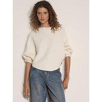Apricot Cable Stripe Batwing Jumper - Cream