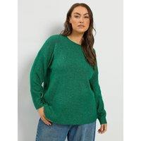 Yours Womens Curve Soft Touch Crew Neck Jumper - Green