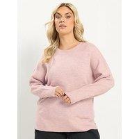 Yours Curve Crew Neck Soft Touch Jumper - Pink