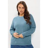 Yours Womens Curve Soft Touch Crew Neck Jumper - Blue