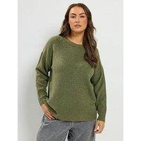 Yours Womens Plus Size Soft Touch Sweatshirt Neck Jumper - Green