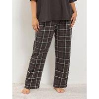 Yours Womens Curve Wide Leg Check Pyjama Pants - Brown
