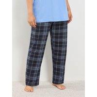Yours Womens Curve Wide Leg Check Pyjama Trousers - Blue