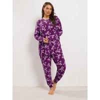 Yours Womens Curve Soft Touch Bow Print Pyjama Set - Red