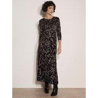 Apricot Distressed Leopard Jersey Midi Dress - Black