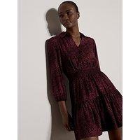 Apricot Animal Spot Smocked Mini Dress - Red