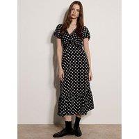 Apricot Timeless Polkadot Lace Tea Dress